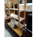 A modern pine shelving unit & pine coffee table / storage unit