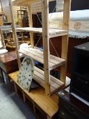 A modern pine shelving unit & pine coffee table / storage unit