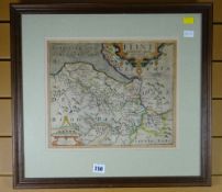 Framed coloured map by SAXTON of Flint
