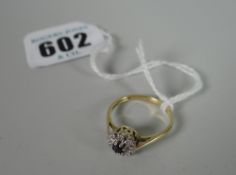 9ct gold sapphire & diamond illusion set ring, 2grms approx.