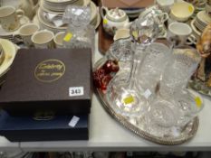 Decanters & drinking glasses, EPNS tray etc