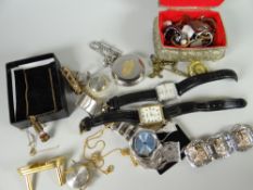Parcel of boxed & loose costume jewellery, earrings, wristwatches, necklaces etc