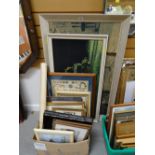 Parcel of various framed & unframed vintage prints & pictures including steam engine, continental