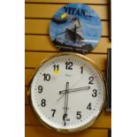 Two modern battery wall clocks including The Titanic