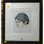 SIR KYFFIN WILLIAMS RA framed print - head of a young female