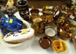 Lustre jugs, Ewenny pottery etc