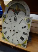 A painted longcase clock dial & movement only, the face marked 'J Cottier, Peel'