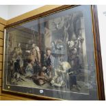 Large Victorian framed print - gamekeeper's & their spoils