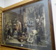 Large Victorian framed print - gamekeeper's & their spoils