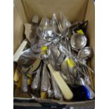 Box of various loose flatware