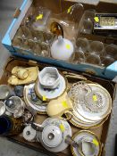 Two crates of mixed china & mainly drinking glasses etc