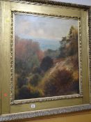 Gilt frame oil on canvas of a Scottish Highland scene, signed L R DEUCHERS