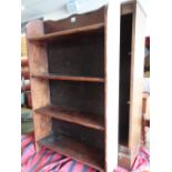 Two vintage oak small narrow bookcases