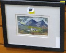 Framed print entitled 'Cottages, Nant Ffrancon'