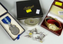 Gents rotary wristwatch, cuff links, Masonic medal etc (sold on behalf of Cancer Research Wales)