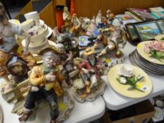 Collection of Capodimonte figures & wall plates etc