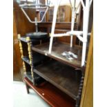 Parcel of furniture to include modern darkwood coffee table, barley-twist leg tea trolley, Loom-