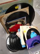 Parcel of single records together with a small parcel of LP records