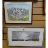 DAVID BELLAMY signed watercolour of estuary scene together with a framed watercolour of horses