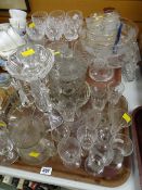 Two trays of various glassware including six Waterford crystal hock glasses & a Waterford crystal s