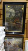 Framed oil on canvas by J C MOORE, Bosham Church near Chichester together with a framed