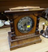 A mahogany cased mantel clock