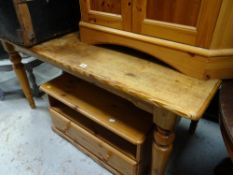A pine kitchen table