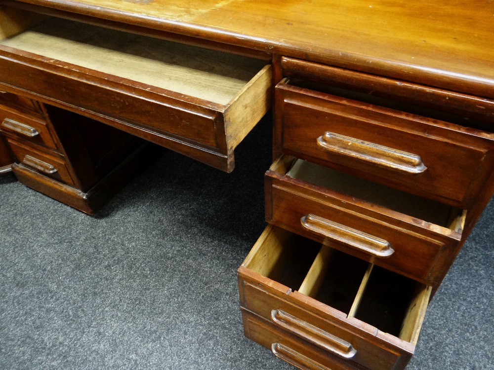 A roll-top desk with low tambour, four single drawers to left bank, three single and one double - Image 3 of 5