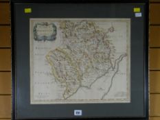 Framed coloured map by ROBERT MORDEN of the county of Monmouth