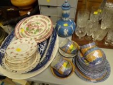 Collection of mixed china including blue & white platter, dinnerware, Japanese export teaset, blue &
