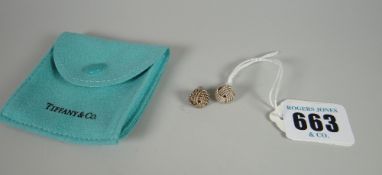 Pair of silver (925) Tiffany & Co earrings in the form of a rope-twist ball stamped T&Co (in