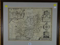 Framed JOHN SPEED map of Caermarden (Carmarthen)