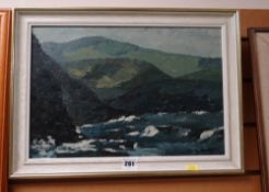 Framed oil on board - North Wales mountain stream, signed G ROBERTS