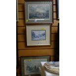 Three framed prints including Chester new bridge etc
