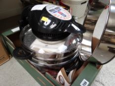 A halogen oven air fryer (hardly used) together with a vintage Roberts radio