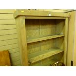 Modern pine open bookcase, approx 6ft tall