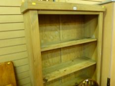 Modern pine open bookcase, approx 6ft tall