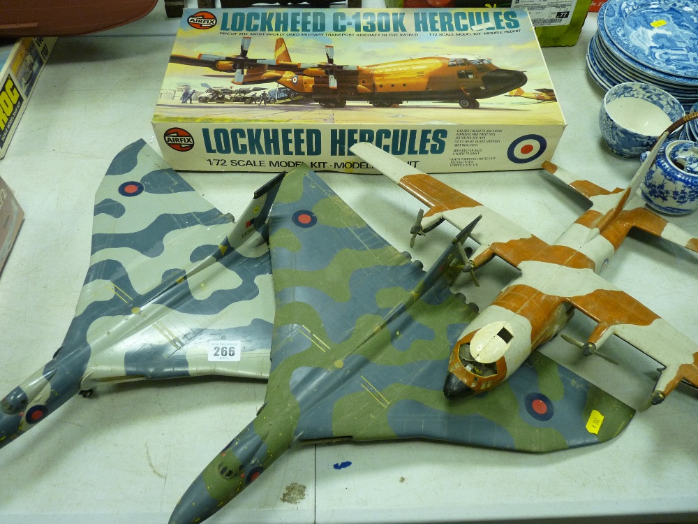 Airfix Lockheed C-130K Hercules model kit, boxed and unmade along with three part build models