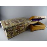 Vintage oak and brass decorative studded box and a lidded jewellery box
