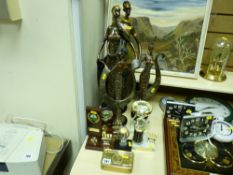 Small parcel of trophies and Leonardo African lady figurines etc