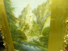 JOHN THORLEY watercolour - mountain and riverscape, 50 x 35 cms