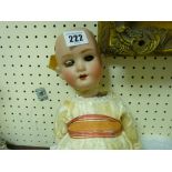 German made porcelain headed vintage doll with dress