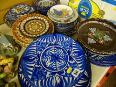 Large collection of Mediterranean style pottery plates etc