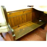 Pitch pine pew (both ends intact), 134 cms long approximately