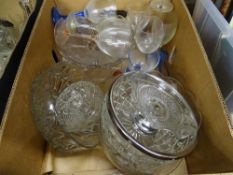 Victorian glass cakestand, quantity of pressed glass bowls and drinking glassware etc