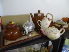 Quantity of vintage teapots etc