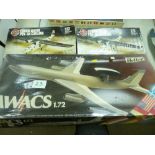 Heller unopened model kit for an Awacs and two Airfix kits for consolidated PBY-5A Catalina, one