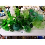 Quantity of vintage and other green glassware including vintage eye baths etc