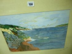 FRED BORAS HALL? watercolour - cliffs and seascape, 27 x 40 cms