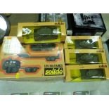 Solido boxed military diecast vehicles including three model tanks and a boxed transporter set